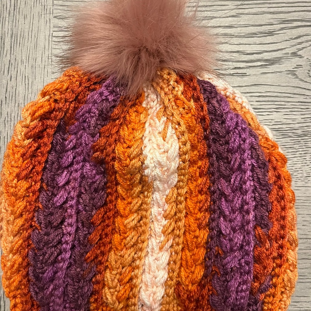 Handmade Colorful Crochet Beanie with Pom Pom